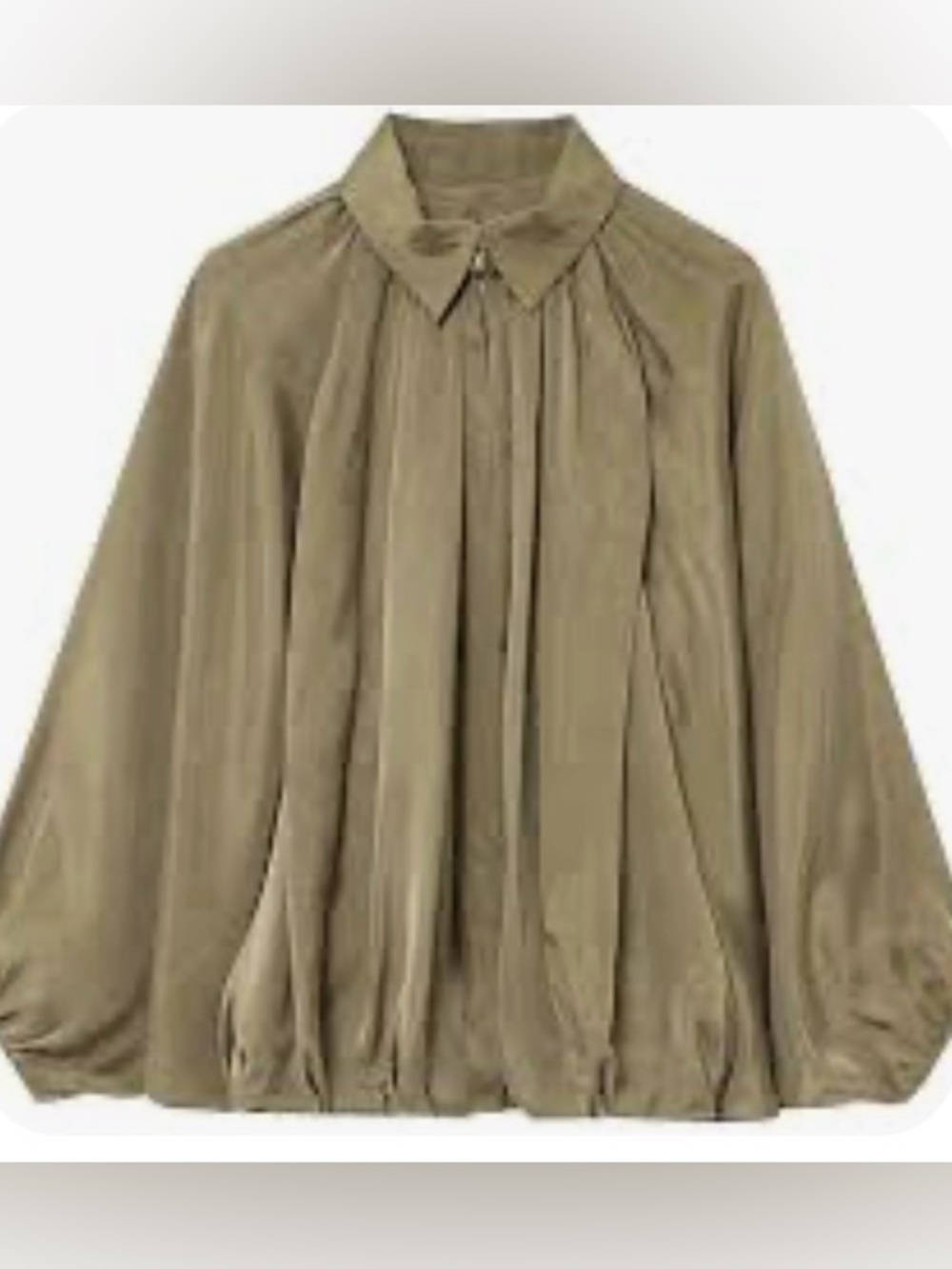 Zara Pleated Satin Balloon Bomber Jacket